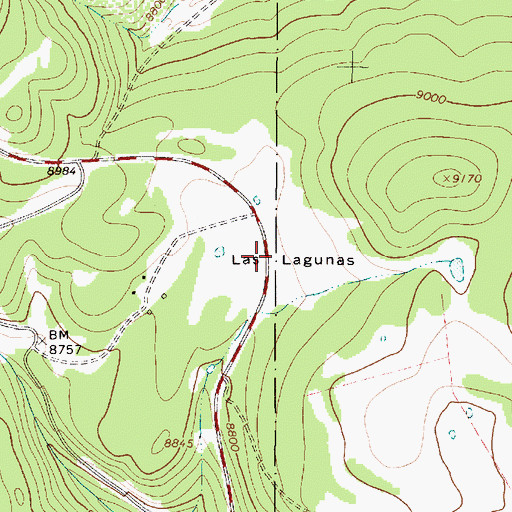 Topographic Map of Las Lagunas, NM