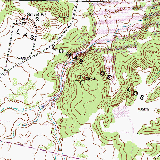 Topographic Map of Las Lomas de los Marios, NM