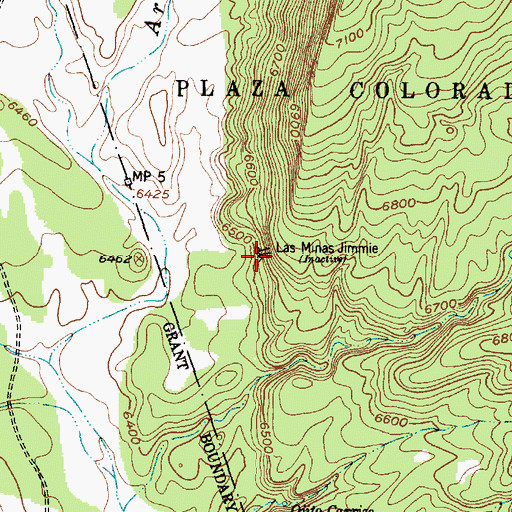 Topographic Map of Las Minas Jimmie, NM
