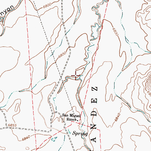 Topographic Map of Las Yeguas Canyon, NM