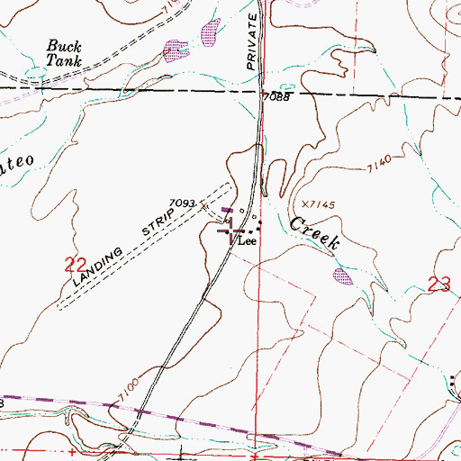 Topographic Map of Lee Ranch, NM