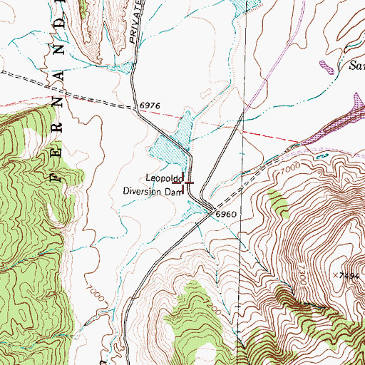 Topographic Map of Leopoldo Diversion Dam, NM
