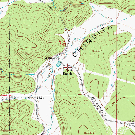 Topographic Map of Lewis Ranch, NM