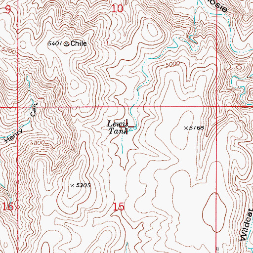 Topographic Map of Lewis Tank, NM