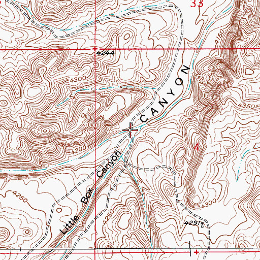 Topographic Map of Little Box Canyon, NM