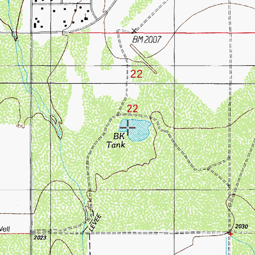 Topographic Map of BK Tank, AZ