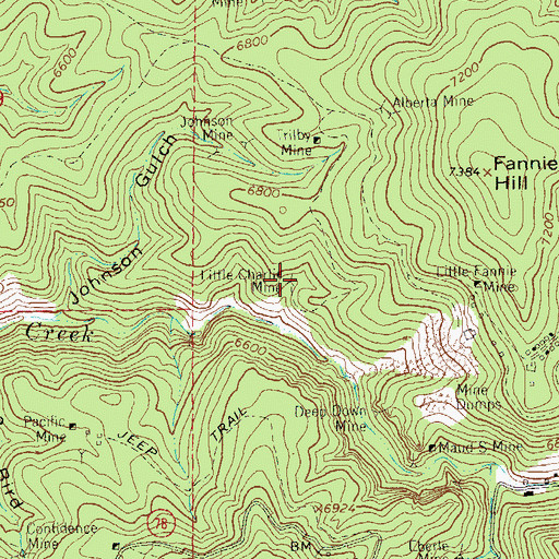 Topographic Map of Little Charlie Mine, NM