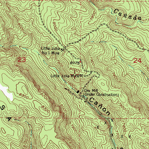 Topographic Map of Little Julia Mine, NM