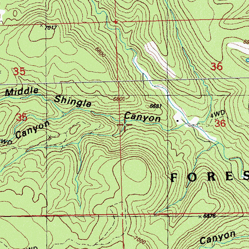 Topographic Map of Little Shingle Canyon, NM