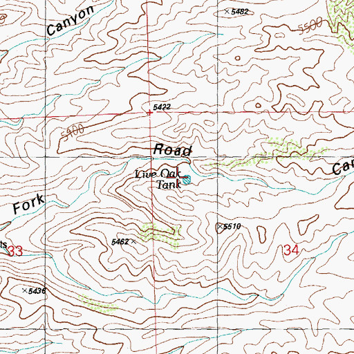 Topographic Map of Live Oak Tank, NM
