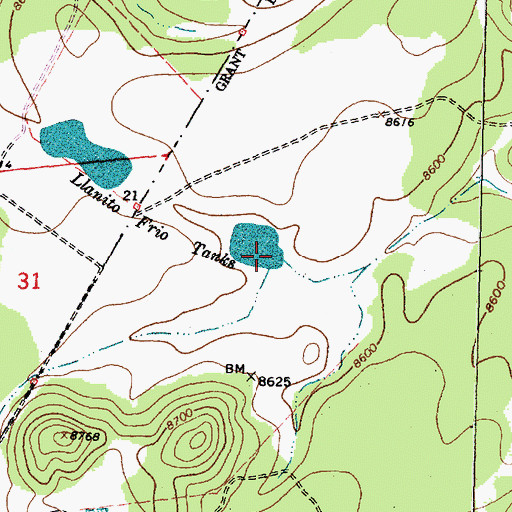 Topographic Map of Llanito Frio Tanks, NM