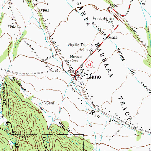 Topographic Map of Llano, NM