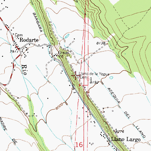 Topographic Map of Llano de la Yegua Cemetery, NM