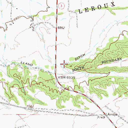 Topographic Map of Llano Ditch, NM