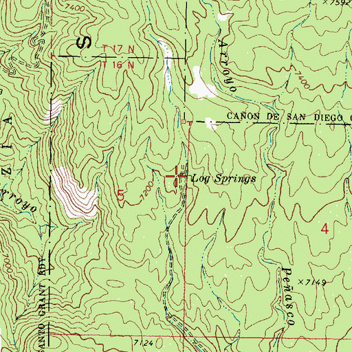 Topographic Map of Log Springs, NM