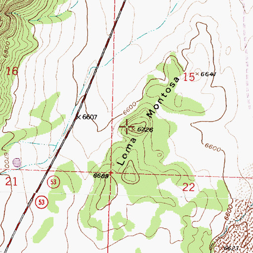 Topographic Map of Loma Montosa, NM