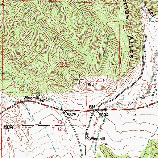 Topographic Map of Lomos Altos, NM