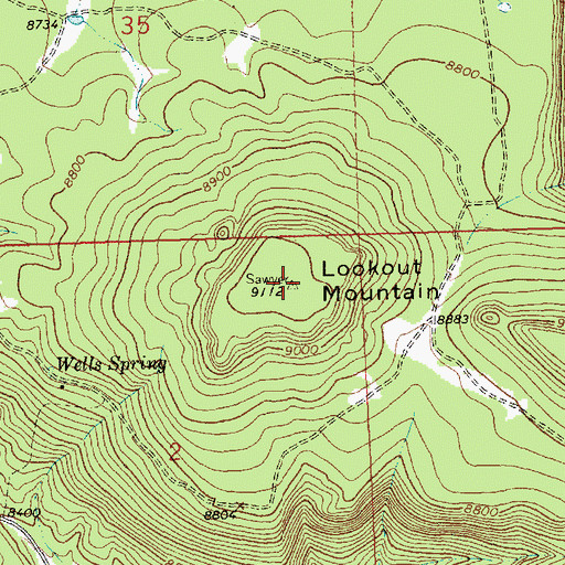 Topographic Map of Lookout Mountain, NM