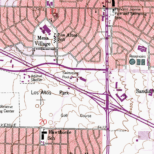 Topographic Map of Los Altos Park, NM