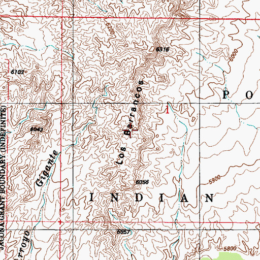 Topographic Map of Los Barrancos, NM