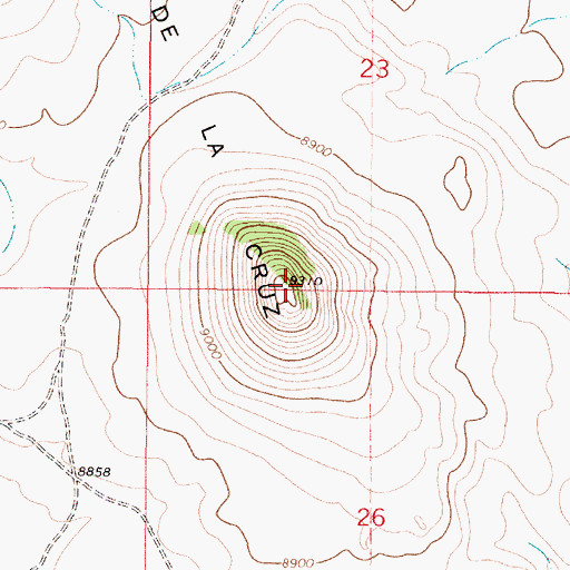 Topographic Map of Los Cerritos De La Cruz, NM