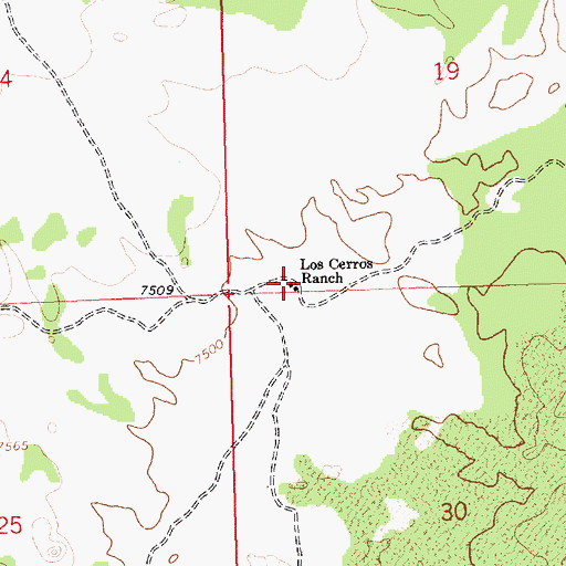 Topographic Map of Los Cerros Ranch, NM
