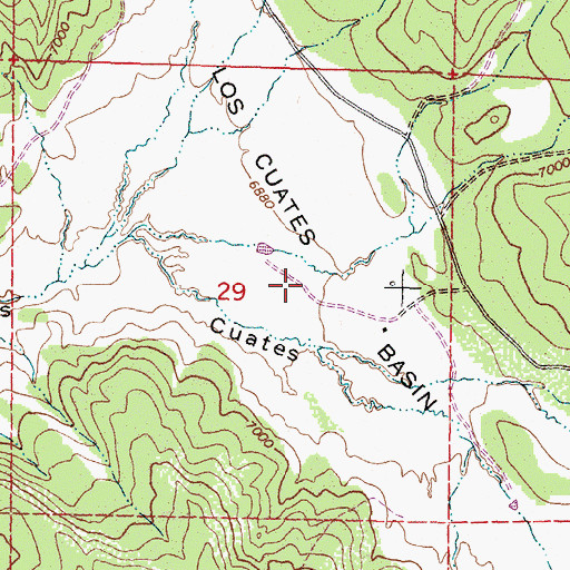Topographic Map of Los Cuates Basin, NM