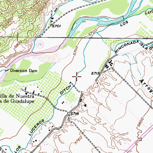 Topographic Map of Los Luceros Ditch, NM