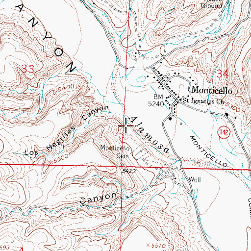 Topographic Map of Los Negritos Canyon, NM