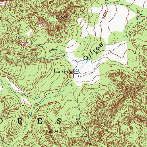 Topographic Map of Los Ojitos, NM