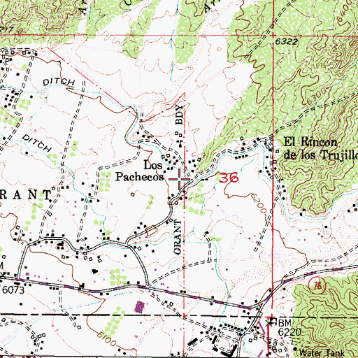 Topographic Map of Los Pachecos, NM