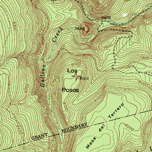 Topographic Map of Los Posos, NM