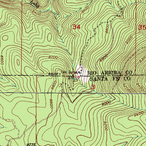 Topographic Map of Los Pozos, NM