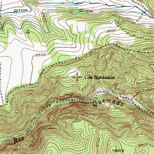 Topographic Map of Los Soldados, NM