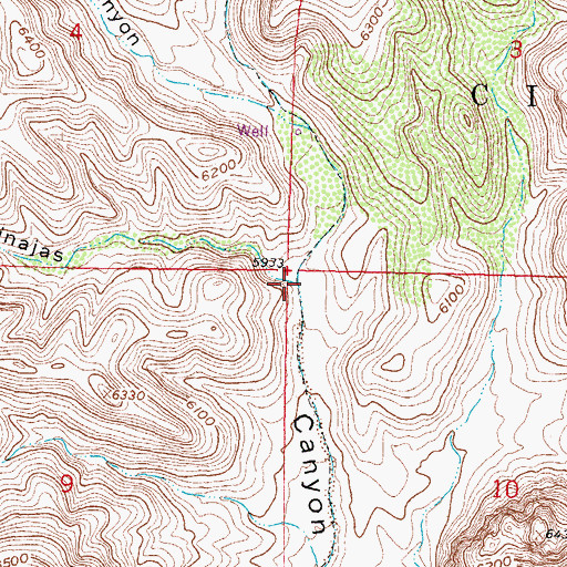 Topographic Map of Los Tinajas, NM
