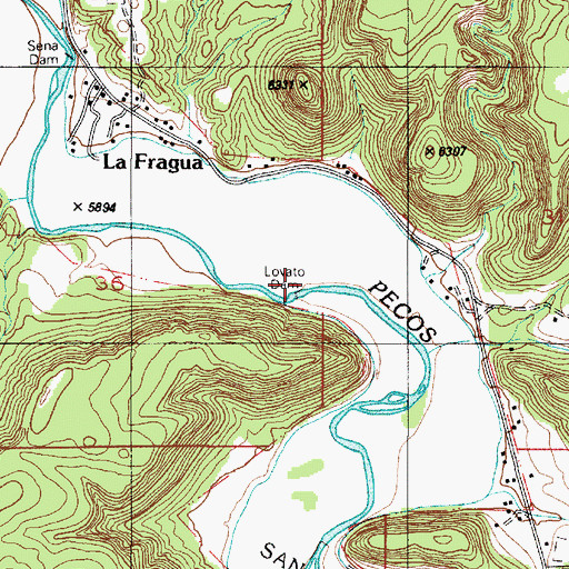 Topographic Map of Lovato Dam, NM