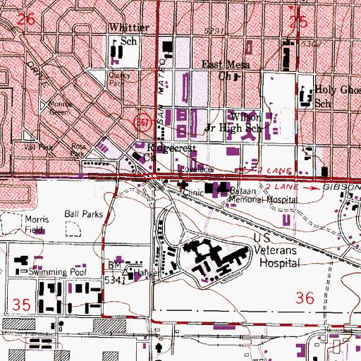 Topographic Map of Lovelace Clinic (historical), NM