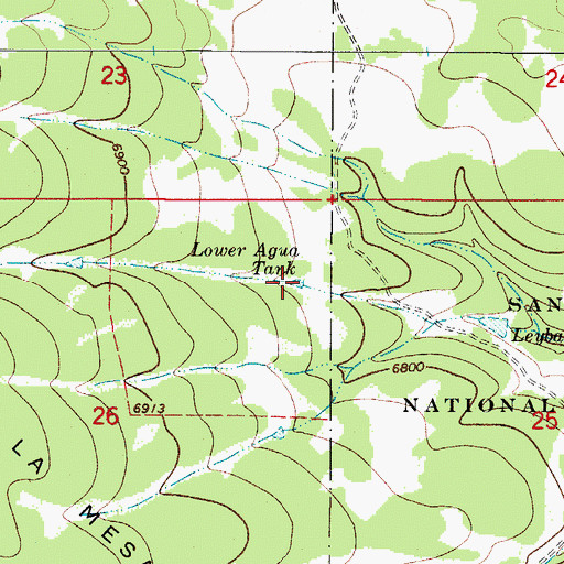 Topographic Map of Lower Agua Tank, NM