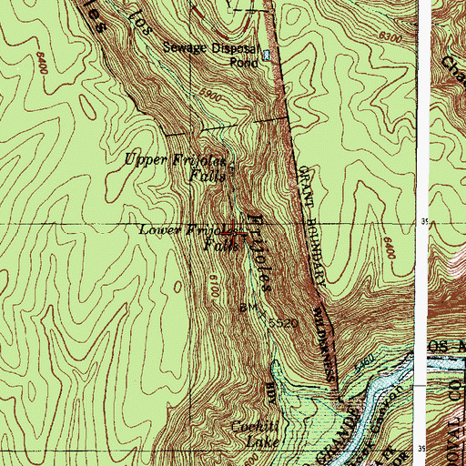 Topographic Map of Lower Frijoles Falls, NM