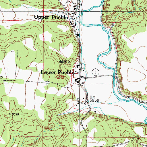Topographic Map of Lower Pueblo, NM