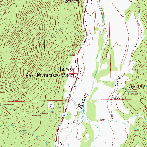 Topographic Map of Lower San Francisco Plaza, NM