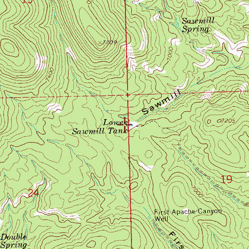 Topographic Map of Lower Sawmill Tank, NM