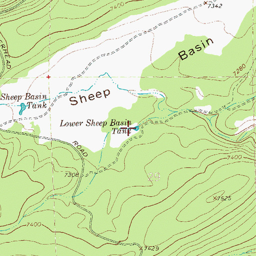 Topographic Map of Lower Sheep Basin Tank, NM