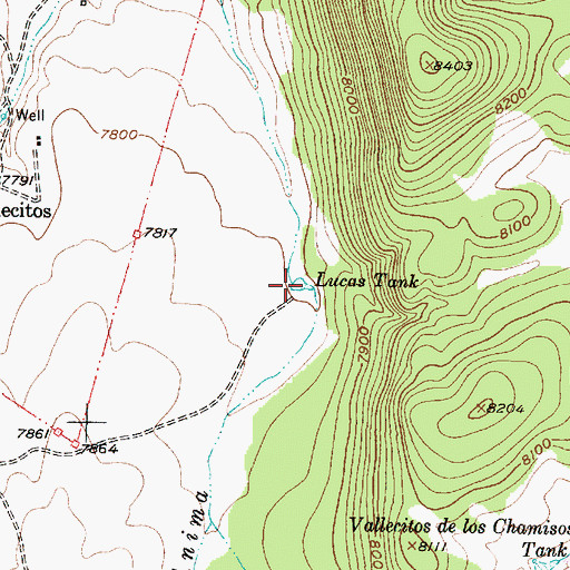 Topographic Map of Lucas Tank, NM