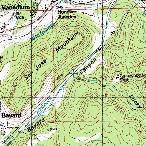 Topographic Map of Lucky Bill Canyon, NM