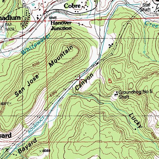 Topographic Map of Lucky Bill Shaft, NM
