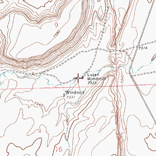 Topographic Map of Lujan Windmill, NM