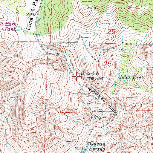 Topographic Map of Luna Park Campground, NM