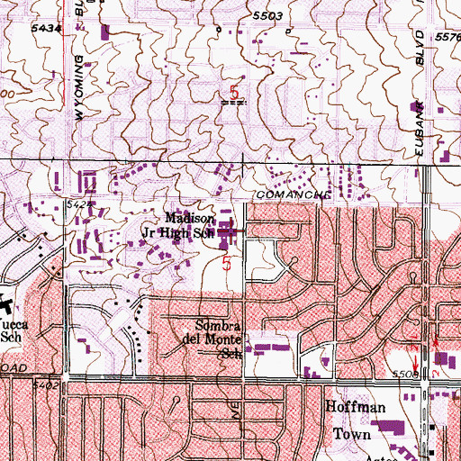 Topographic Map of Madison Middle School, NM