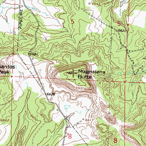 Topographic Map of Magdalena Butte, NM